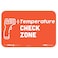 tabbies BeSafe MessagingTemperature Check Zone 3Pack 9x6 Bright Bold Orange Repositionable Educational Safety Signs Perfect for Most Surfaces Glass Metal Painted Surfaces 29510