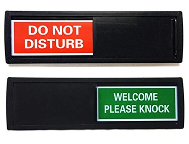 DISH NANNY Black Do Not Disturb Sign SHUTTER CHANGES WHEN YOU PUSH IT For Home OfficesHotels Hospitals Dont Disturb Welcome Signs Also includes double sided tape mounting