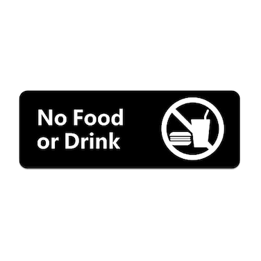 Bodicarson No Food or Drink Sign 9x 3 with Double Sided 3M Tape for Business Door Wall Sign Office Store Restroom Black
