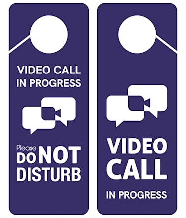 CLEVER SIGNS Business Design Video Call in Progress Do Not Disturb Door Hanger Sign 2 Pack Double Sided Ideal for Online Sessions and Meetings Online Classes Home Offices
