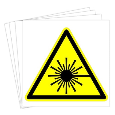 dealzEpic Laser Hazard Caution Sign Yellow Triangle Warning Sticker 10 cm 394 inches Pack of 4 pcs