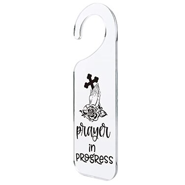 FOUGSTA Do Not Disturb Engraved Acrylic Hanger Handle Home Decor Banner Door Plaque Handmade Office Hanging Sign Prayer In Progress