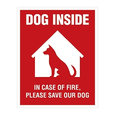 Smiley Peaches Dog Inside Sticker 4 Pack 4x5 inches Dog Alert Safety Window Sign