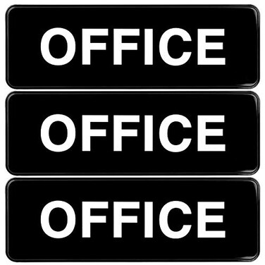 EXCELLO GLOBAL Excello Global Products Easy to Mount 9x3 Informative Plastic Office Sign Black Pack of 3