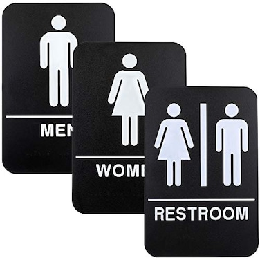 EXCELLO GLOBAL Excello Global Products Plastic Restroom Sign Easy to Mount with Braille ADA Compliant Great for Business Restaurants 6x9 Men Women Unisex