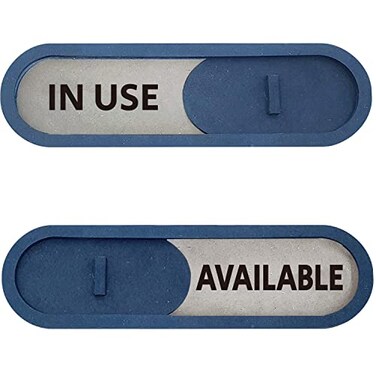 GEEKBEAR In Use Available Slider Door Sign for Home Office Premium MDF 75 x 22 in Blue