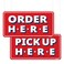 GEEKBEAR Order Here and Pick Up Here Signs Red 2 Pack 12 x 6 Premium NonFading Design with Special Hanging Hooks Perfect for Restaurants Cafes and Bars Made of Durable Acrylic