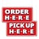 GEEKBEAR Order Here and Pick Up Here Signs Red 2 Pack 12 x 6 Premium NonFading Design with Special Hanging Hooks Perfect for Restaurants Cafes and Bars Made of Durable Acrylic