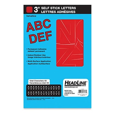 Headline Sign 31313 StickOn Vinyl Letters Red 3Inch Made in USA