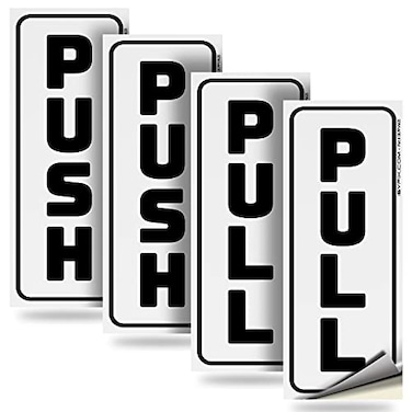 iSYFIX Push Pull Stickers Sign 2 Pack 2x5 inch Vertical Decal SelfAdhesive WhiteBlack Vinyl Sticker for Doors in Business Stores Cafes Shops More Indoor and Outdoor use