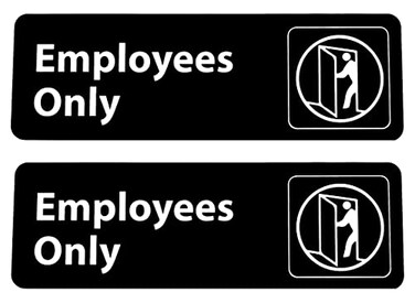Kraken Sign Co Employees Only Sign Black and White 9 x 3 Two Pack