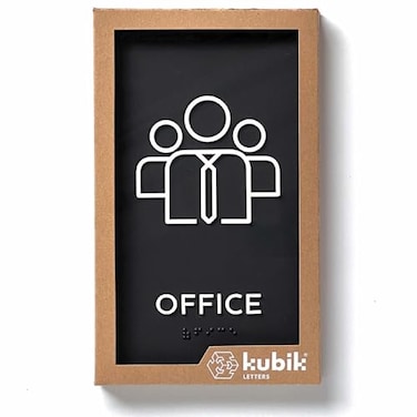 Kubik Letters Office Sign ADA Compliant Modern Design Door Sign with Grade 2 Braille for Office with 3M Double Sided Tape