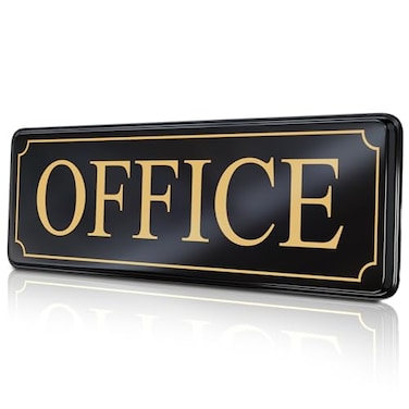 MolnijaPro The Office Door Sign for Your Home and Business with Bigger Gold Letters Bright Acrylic SelfAdhesive Sign 93 in with Double Sided 3M Tape Quick and Easy Installation Without Any Tools
