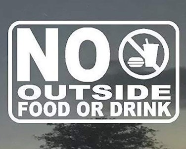 Monogram and NO Outside Food OR Drink Business Office Restaurant Bar Door Vinyl Sign 4 X 6