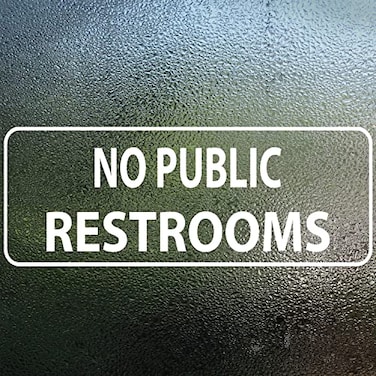 EVQ No Public Restrooms Sign Sticker 9x3 Inch Vinyl Window Door Signs Business Removable Waterproof Decal 5 Pack