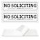 MongFun No Soliciting Sign Self Adhesive IndoorOutdoor Aluminum Sign Medium Size 2 x 7 White with Black Letters for House Business Easy Installation 2 Pack