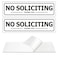 MongFun No Soliciting Sign Self Adhesive IndoorOutdoor Aluminum Sign Medium Size 2 x 7 White with Black Letters for House Business Easy Installation 2 Pack