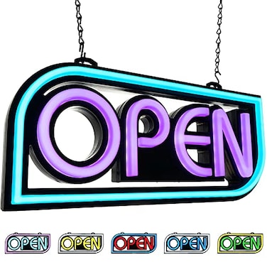 Element Lux Open Sign for Business with 49 Color Combinations ULTRA BRIGHT LED Neon Sign Visible Day and Night for Restaurant Coffee Bar Spa by Signs 16 x 75in