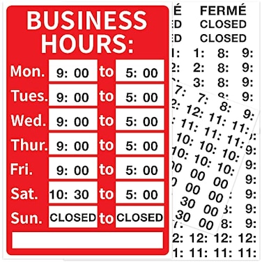 Aelop Open Signs Business Hours Sign Durable Letters Numbers Signage for Store Office 8 x 12 Inches Red White