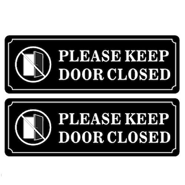 Rockmount Electronics OutdoorIndoor 2 Pack 9 X 3 Please Keep Door Closed Black White Vinyl Label Sticker Decal for Business Store Shop Cafe Office Restaurant Back Self Adhesive Vinyl