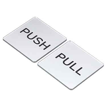 PATIKIL Push Pull Door Sign 4 Pack SelfAdhesive Square Acrylic Gate Sticker Wall Marker for Office Store Shop Silver