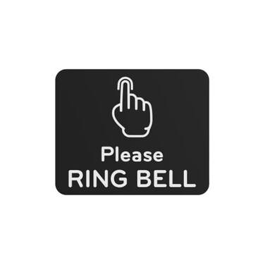 OriginDesigned Please Ring Bell Sign Adhesive Sticker Notice SILVERGOLDBLACK engraved with Universal Icon Symbol and Text Size 11cm x 9cm Waterproof and Durable