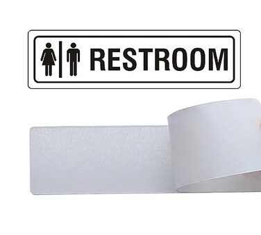 MongFun Restroom Sign Unisex for Business and Home 7 x 2 SelfAdhesive Metal for Office Bathroom Toilet Wall or Door Decor Easy Mounting UVProtected 2 Pack White