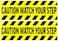 Rogue River Tactical 2 Pack Caution Watch Your Step Door Sticker Set Sign Warning 9x3 Inch Vinyl Decal Indoor Outdoor Window Business Retail Store