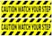 Rogue River Tactical 2 Pack Caution Watch Your Step Door Sticker Set Sign Warning 9x3 Inch Vinyl Decal Indoor Outdoor Window Business Retail Store