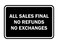 Signs ByLITA Classic Framed All Sales Final No Refunds No Exchanges Sign Black Small 1 Pack