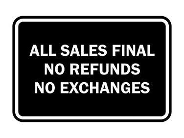 Signs ByLITA Classic Framed All Sales Final No Refunds No Exchanges Sign Black Small 1 Pack