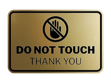 Signs ByLITA Classic Framed Do Not Touch Thank You Sign Brushed Gold Small