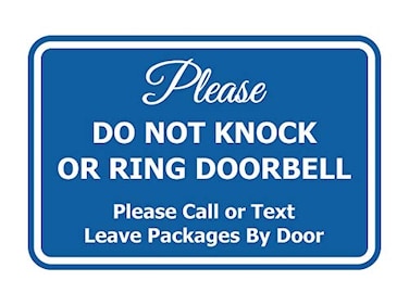 Signs ByLITA Classic Framed Please Do Not Knock Or Ring Doorbell Wall or Door Sign Easy Installation Mail Delivery Instruction Do Not Disturb Blue Small 1 Pack