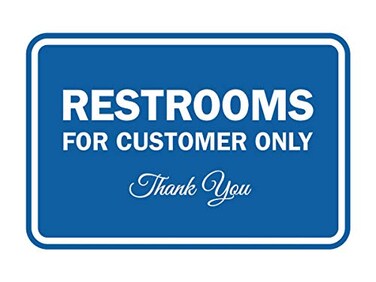 Signs ByLITA Classic Framed Restrooms for Customers Sign Blue Small 1 Pack