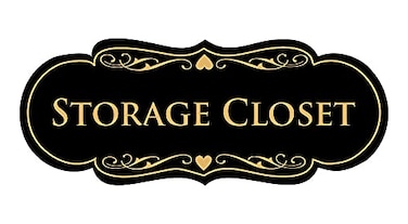 Signs ByLITA Designer Storage Closet Sign BlackGold Small 1 Pack