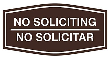 Signs ByLITA Fancy No Soliciting No Solicitar Sign Dark Brown Small 1 Pack