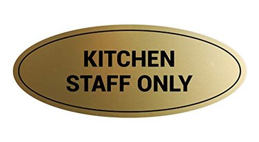 Signs ByLITA Oval Kitchen Staff Only Sign Brushed Gold Small