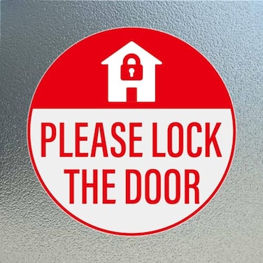 YIKIADA Please Lock The Door Sticker 3 3 Inches Vinyl SelfAdhesive Decals Waterproof Close Door Warning Labels Gate Office Window Indoor Clings 10 Pack