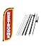 LookOurWay Feather Flag Set 5ft Tall Advertising Banner Flag with Pole Kit and Ground Spike for Business Promotion Restrooms Red