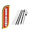LookOurWay Feather Flag Set 5ft Tall Advertising Banner Flag with Pole Kit and Ground Spike for Business Promotion Restrooms Red
