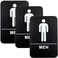 EXCELLO GLOBAL Excello Global Products Plastic Restroom Sign Easy to Mount with Braille ADA Compliant Great for Business 6x9 Men Pack of 3