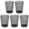 AIMI Pencil Case 5pcs Large Capacity Container Metal Mesh Pen Cup Office School Home Desk Pen Storage Organizer Can Makeup Holder Round Black