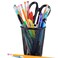 AIMI Pencil Case 5pcs Large Capacity Container Metal Mesh Pen Cup Office School Home Desk Pen Storage Organizer Can Makeup Holder Round Black