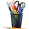 AIMI Pencil Case 5pcs Large Capacity Container Metal Mesh Pen Cup Office School Home Desk Pen Storage Organizer Can Makeup Holder Round Black