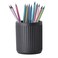 Aotea Crafts Concrete Modern Industrial Pen Holder for Desk Aesthetic Minimalist Charcoal Black Pencil Holder for Desk Handcrafted Cement Fluted Pen Cup Organizer Sealed Durable