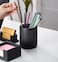 Aotea Crafts Concrete Modern Industrial Pen Holder for Desk Aesthetic Minimalist Charcoal Black Pencil Holder for Desk Handcrafted Cement Fluted Pen Cup Organizer Sealed Durable