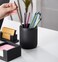 Aotea Crafts Concrete Modern Industrial Pen Holder for Desk Aesthetic Minimalist Charcoal Black Pencil Holder for Desk Handcrafted Cement Fluted Pen Cup Organizer Sealed Durable