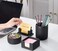 Aotea Crafts Concrete Modern Industrial Pen Holder for Desk Aesthetic Minimalist Charcoal Black Pencil Holder for Desk Handcrafted Cement Fluted Pen Cup Organizer Sealed Durable