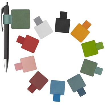 GAQWOK 10Pack Pen Loop Holder Set SelfAdhesive Pen Loop Holder for Notebook Bible And Journals Elastic Design with 10 Colors Included