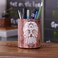 LINKWELL Antique Halloween Wood Slat Sugar Skull PU leather Pencil Pen Holder Desk Organizer PH03